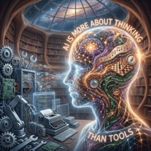 Ai books for beginners point out that AI is more about thinking than tools