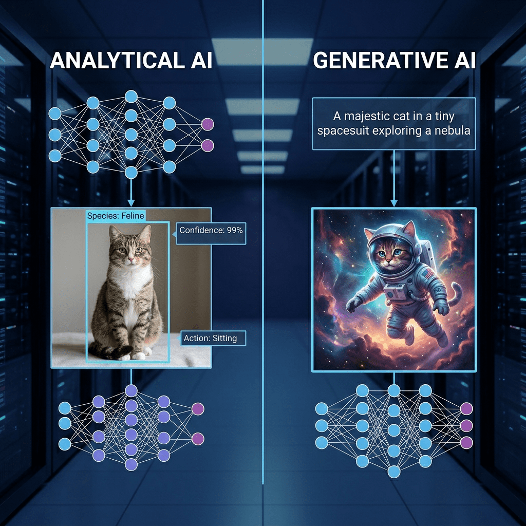 Traditional AI or Analytical AI versus Generative AI